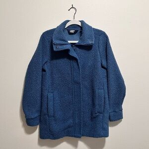 Preppy Old Money Classic Lands' End Women's Blue Boucle Jacket